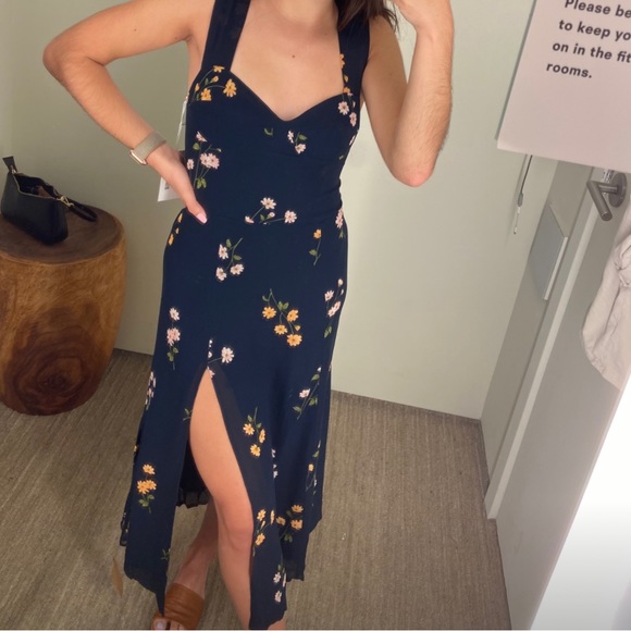 Reformation Dress - Navy with Floral Pattern - Picture 3 of 3